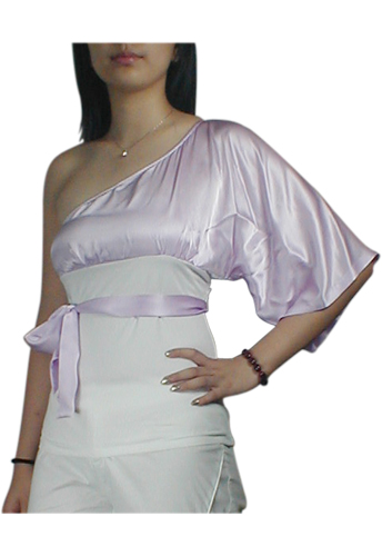 Lilac One-Shoulder Kimono Top Shirt