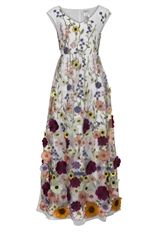 3D Floral Applique Maxi Dress