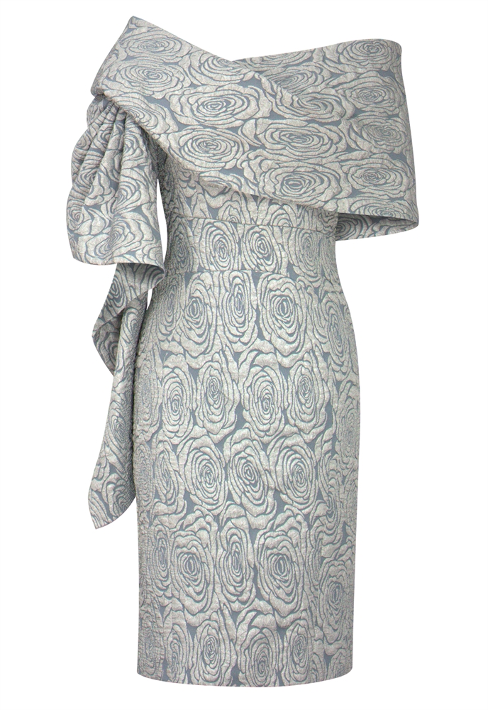 Embossed Jacquard Shawl Dress