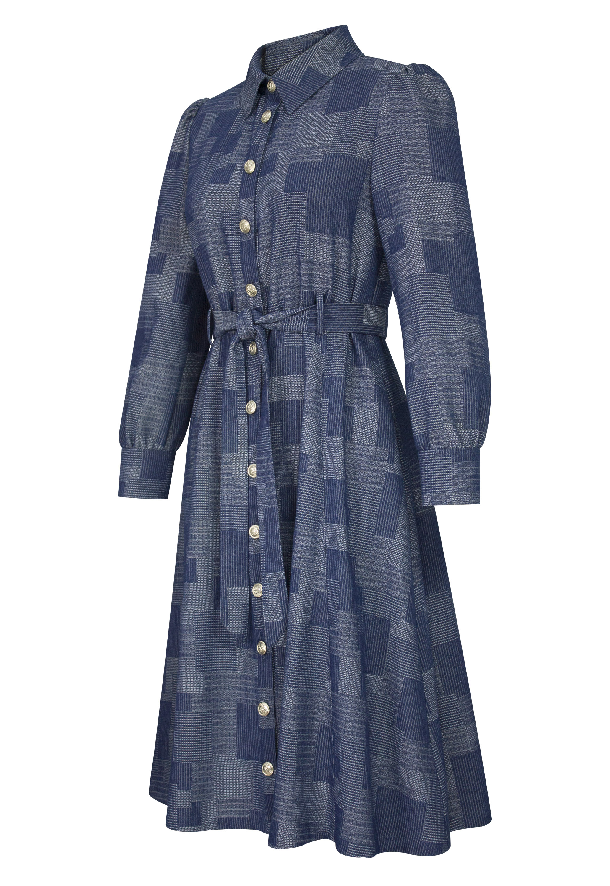 Patchwork Denim Shirt Dress