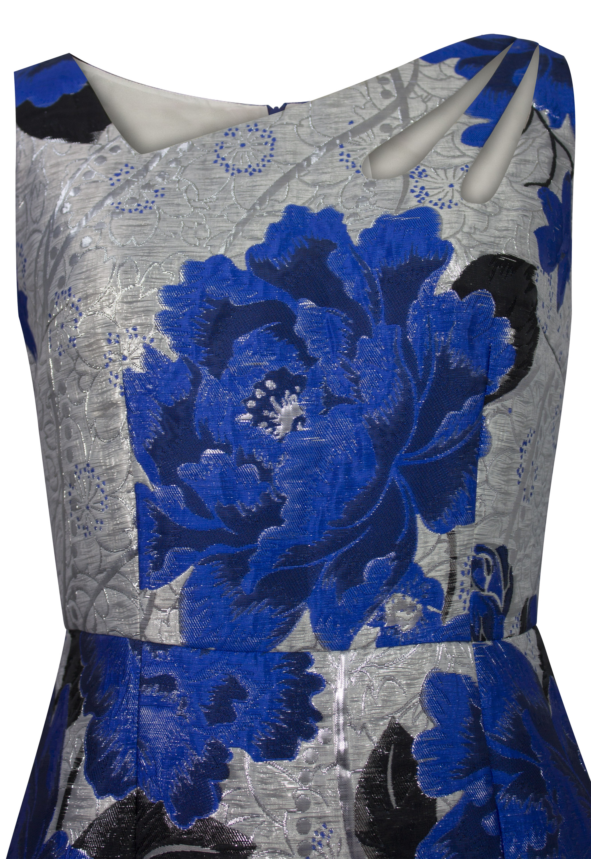 Jacquard Brocade Cut-Out Dress