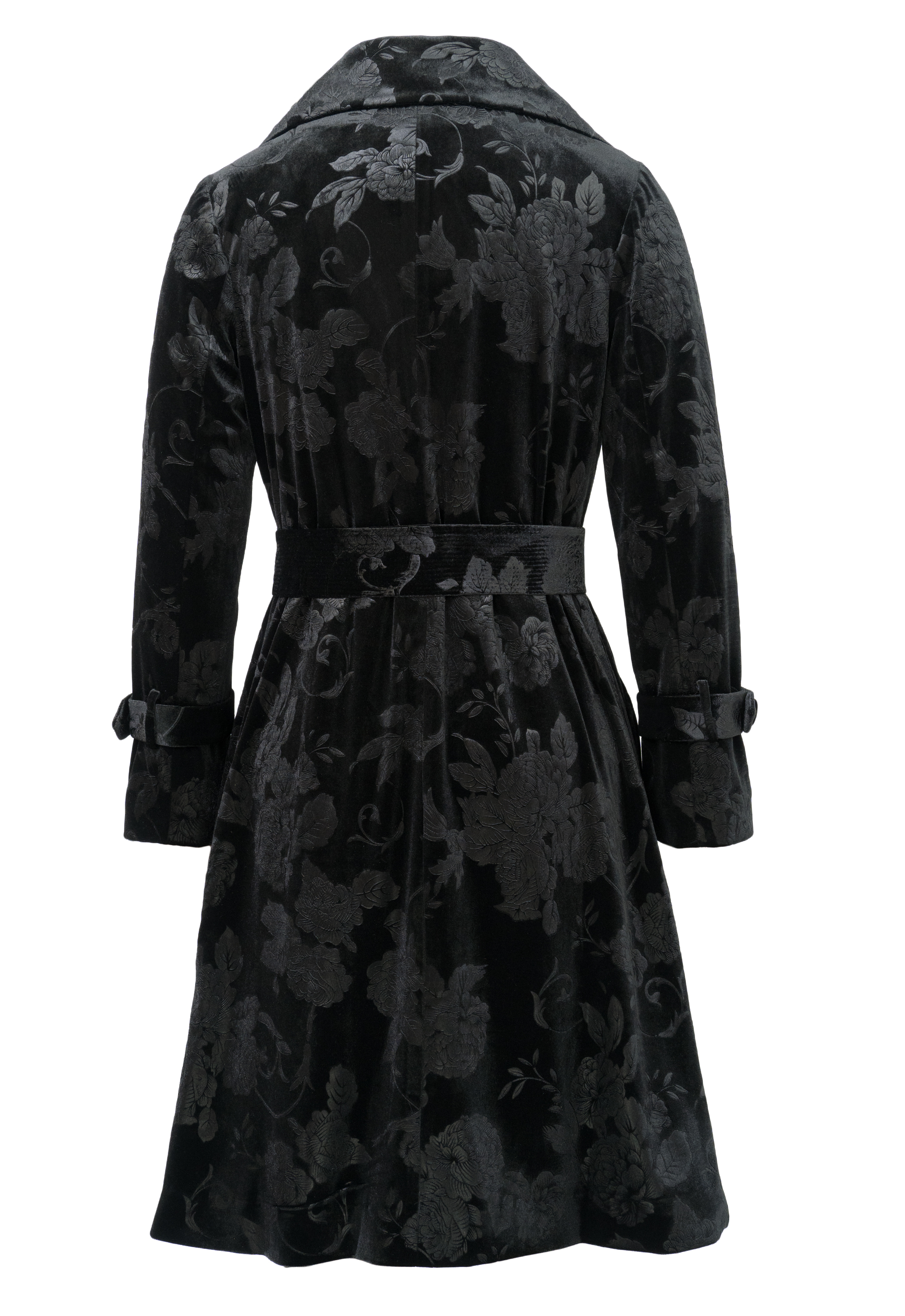 Floral Velvet Double-Collar Coat