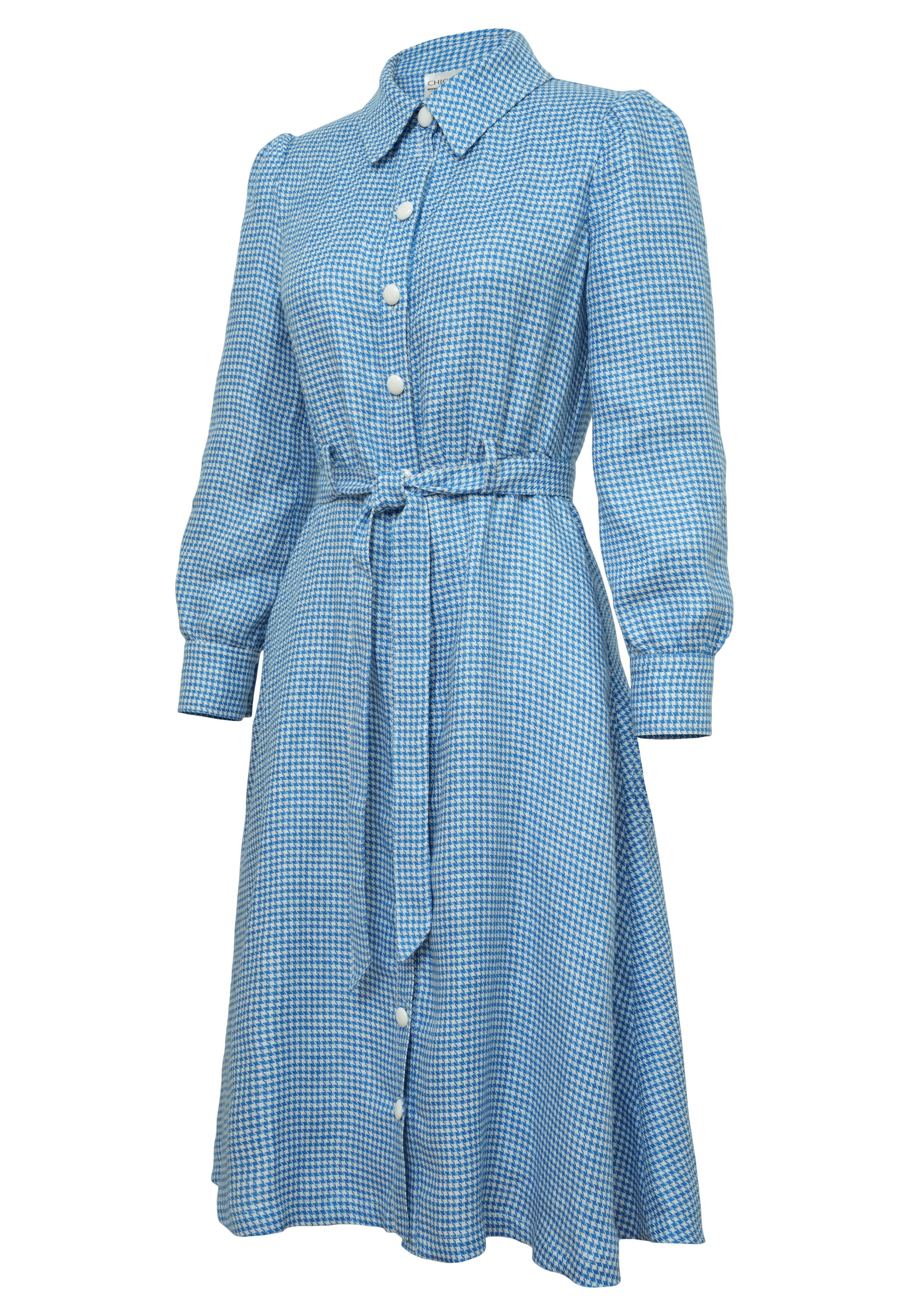 Linen Houndstooth Shirtdress