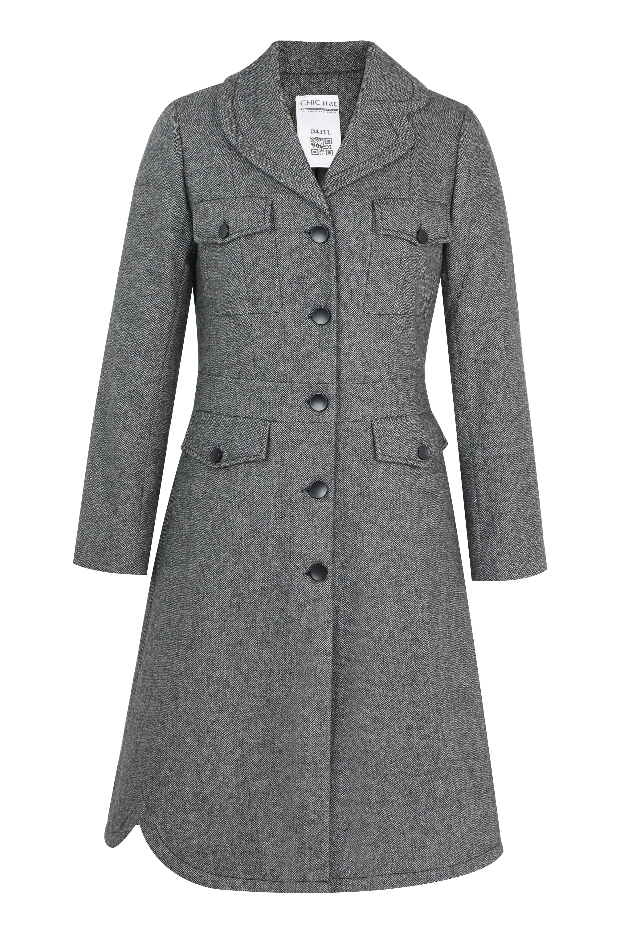 Wool Herringbone Utility Coat