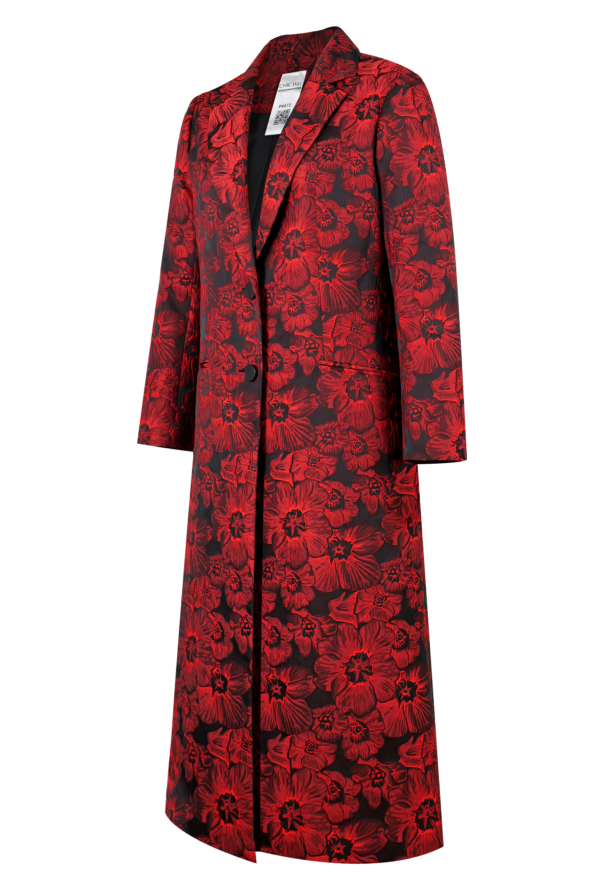 Embossed Jacquard Straight Coat