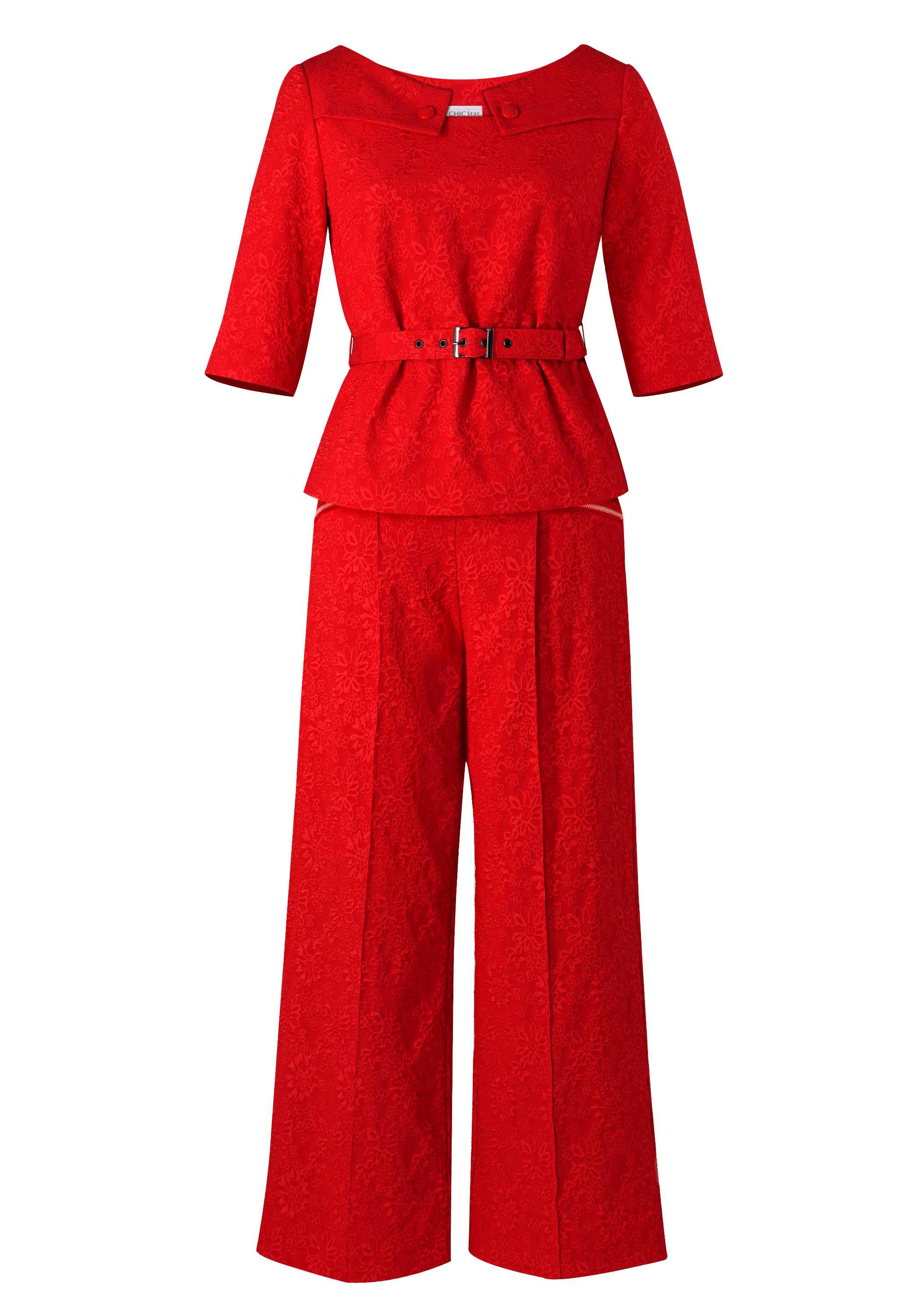 Embossed Jacquard Pants Suit