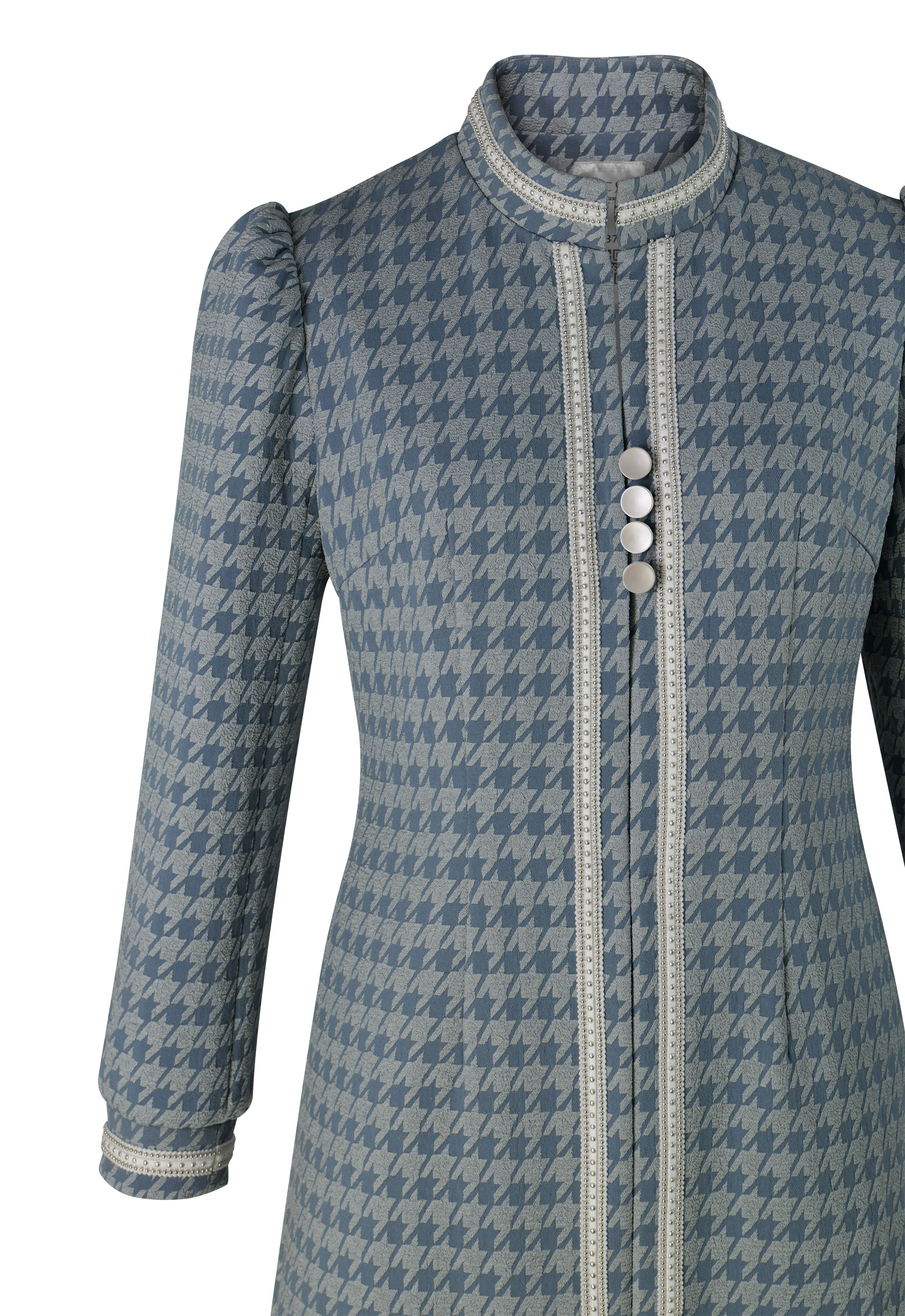 Embossed Jacquard Trim Jacket Coat