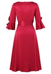 Viscose Bow-sleeve Belted Dress