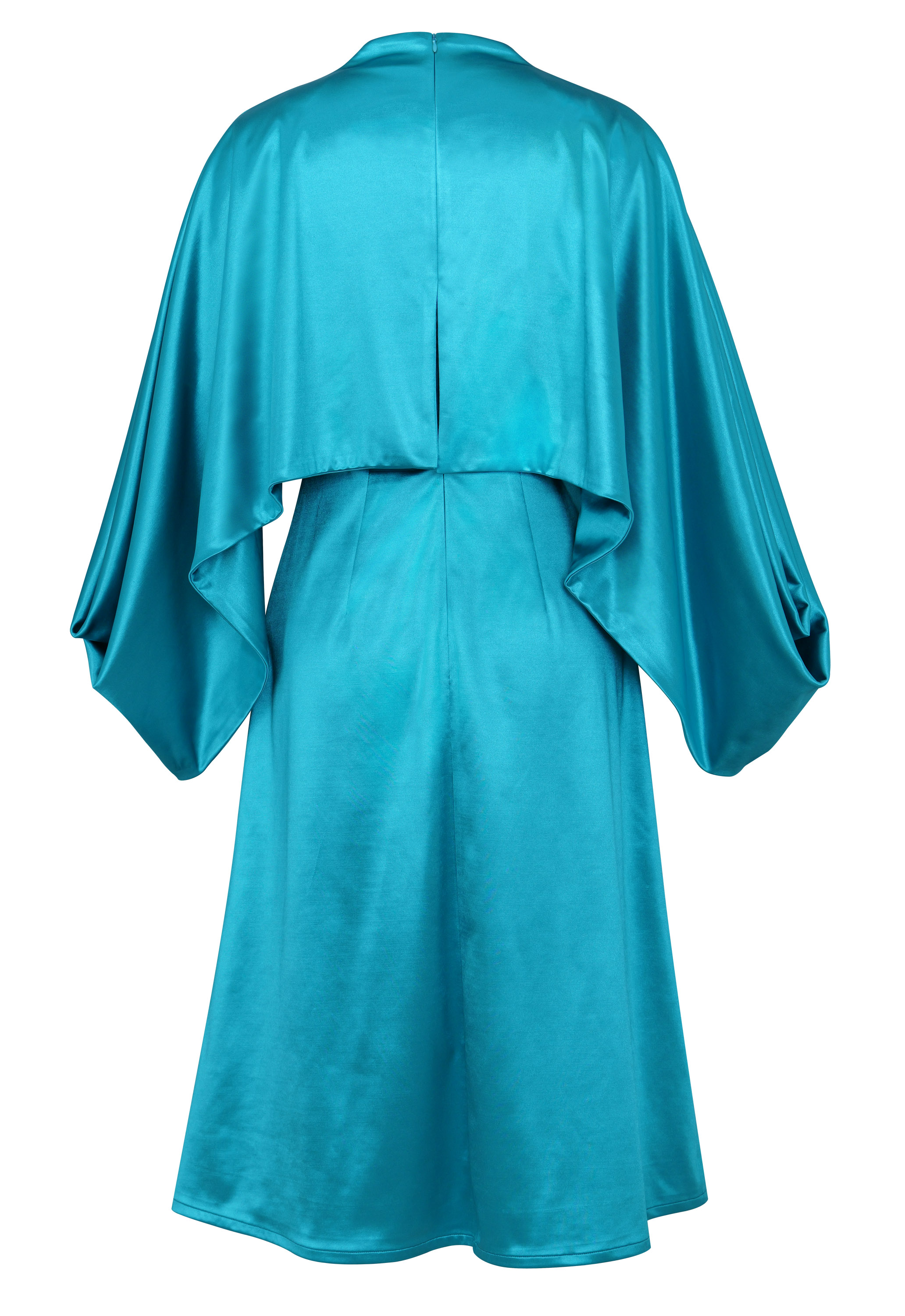 Billowing Cape Satin Dress