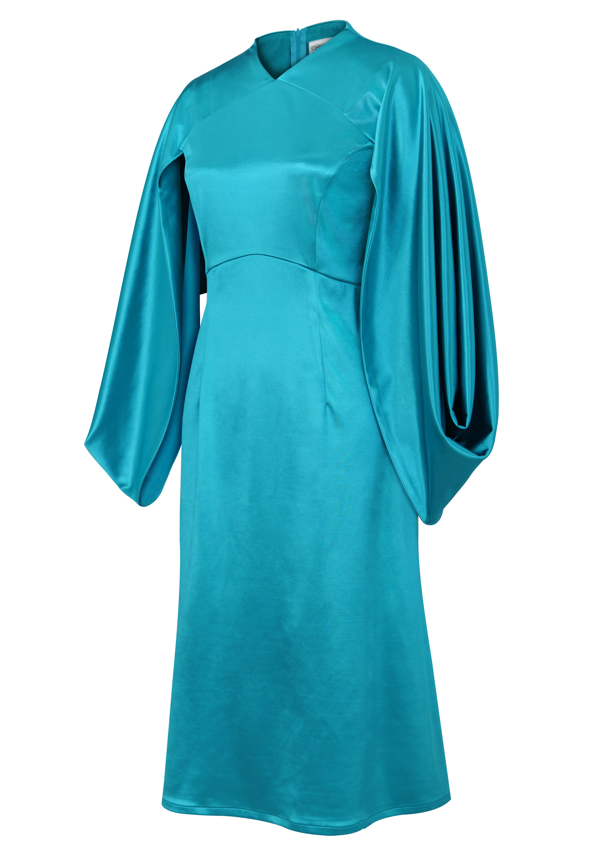 Billowing Cape Satin Dress