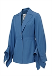 Blazer Jacket, Wide Lapels, Single Button Closure, Flared Sleeves with Cascade Cuffs