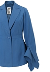 Blazer Jacket, Wide Lapels, Single Button Closure, Flared Sleeves with Cascade Cuffs