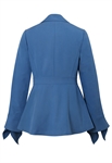 Blazer Jacket, Wide Lapels, Single Button Closure, Flared Sleeves with Cascade Cuffs